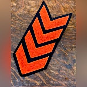 1950s Vintage Orange & Black 4 Stripe Chevron Pattern High School Award Badge